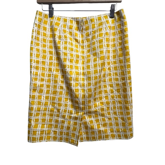 Talbots Skirt Women's Size 6P Pencil Yellow White Windowpane Back Zip Lined - Picture 5 of 10